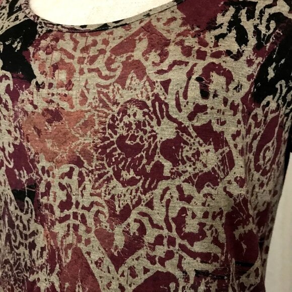 Peruvian Connection Maxi Dress Long Sleeve Purple Gray Floral Print Medium - Picture 7 of 11